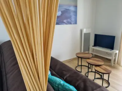 Télévision ou salle de divertissement dans l'établissement Les Landais-Appart cosy centre Mimizan plage 4p