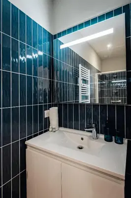 Salle de bains dans l'établissement Maison Bleue Est 12 personnes