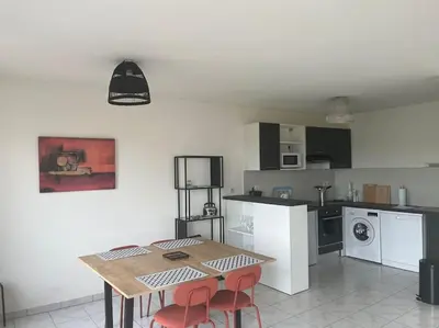 Cuisine ou kitchenette dans l'établissement Appartement Le Boïate