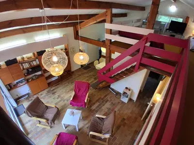 Coin salon dans l'établissement Maison Plain-pied avec Jardin, Proche Plage et Pistes Cyclables, 6 Pers, Wifi, Parking - FR-1-239-436