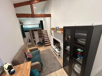 Cuisine ou kitchenette dans l'établissement Studio Cosy des Landes