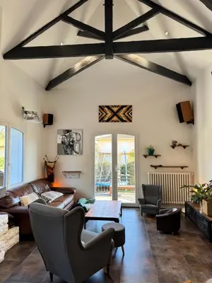 Coin salon dans l'établissement Villa Landaise, 10 minutes des plages