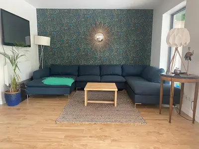 Coin salon dans l'établissement Villa au calme piscine chauffée dix couchages