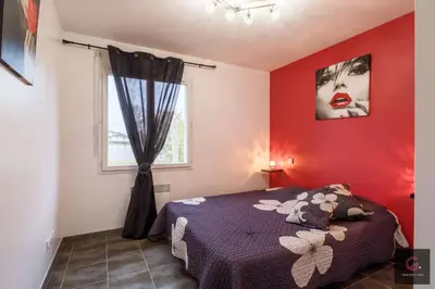 Un ou plusieurs lits dans un hébergement de l'établissement Biscarrosse Bourg Maison tout confort proche du centre ville