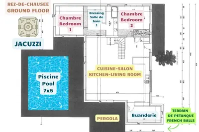 Plan de l'établissement VILLA HELIOSEA, piscine chauffée, jacuzzi, climatisation