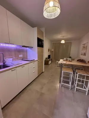 Cuisine ou kitchenette dans l'établissement À 500m de la plage - L Ébène -