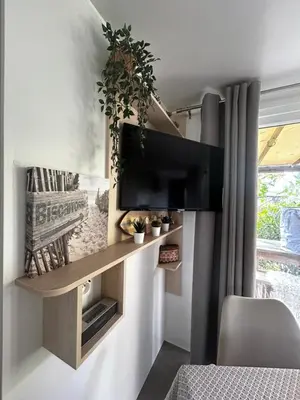Télévision ou salle de divertissement dans l'établissement Mobil Home Camping Marvilla Parks 5 lac Biscarosse