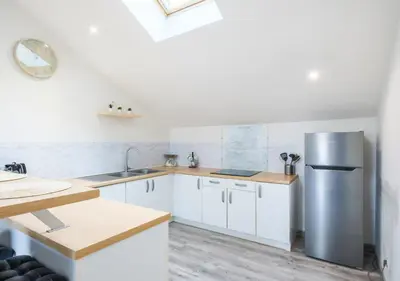 Cuisine ou kitchenette dans l'établissement Lou Nid de Bisca