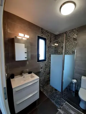 Salle de bains dans l'établissement Mini VILLA Coup de Coeur avec Jacuzzi et Sauna Clim Jardin clos et parking sur place