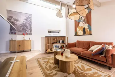 Coin salon dans l'établissement Magnifique Appartement Biscarrosse Bourg