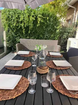 Jardin de l'établissement Maison-Biscarrosse ville-6 pers-lac-océan