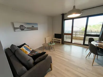 Coin salon dans l'établissement Appartement Mimizan Plage