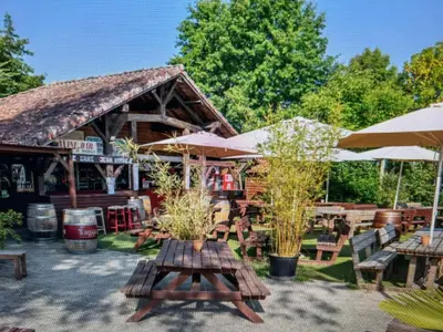 Jardin de l'établissement Camping Rivages des Landes Mobil-home climatisé et Tv