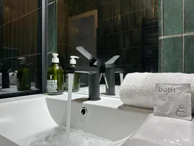 Salle de bains dans l'établissement Le Vert D'eau - Raffiné - Central - Balcon