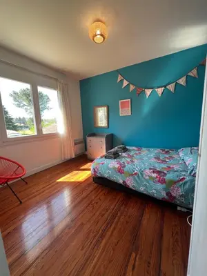 Un ou plusieurs lits dans un hébergement de l'établissement Maison Pierre 3 bedroom house with swimming pool