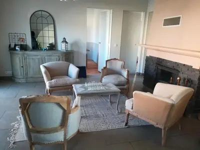 Coin salon dans l'établissement Maison basco landaise à 10 kms des plages
