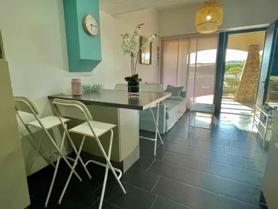 Cuisine ou kitchenette dans l'établissement Appartement Seignosse bord de plage