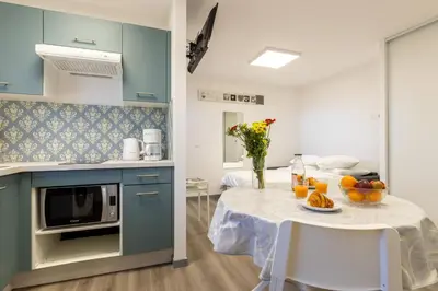 Cuisine ou kitchenette dans l'établissement L'Ilot Narossais 5 - idéal curiste - clim - proche Dax
