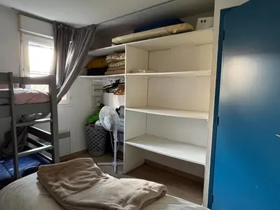 Un ou plusieurs lits dans un hébergement de l'établissement Maisonnette au calme, T3, 6 pers résidence avec piscine et wifi privée proche lac et océan