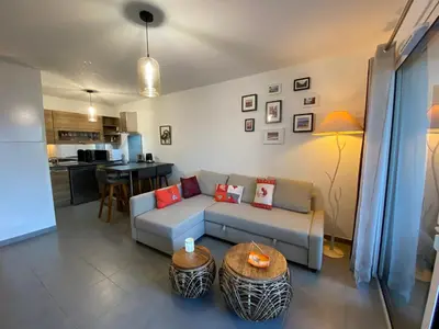 Cuisine ou kitchenette dans l'établissement Appartement moderne proche centre Capbreton