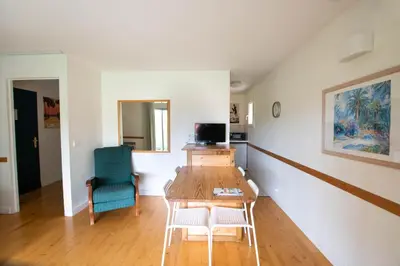 Télévision ou salle de divertissement dans l'établissement Appartement n 24 pour 4 à 6 personnes plages à pied