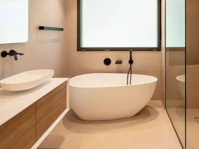 Salle de bains dans l'établissement Villa de Luxe Contemporaine à Hossegor - FR-1-791-39