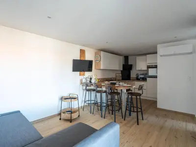 Cuisine ou kitchenette dans l'établissement Appartement T3 proche océan, Biscarrosse Plage, pour 6, parking - FR-1-319-606