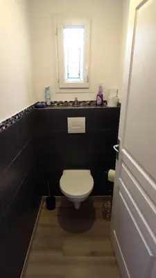 Salle de bains dans l'établissement Entre océan, lacs et forêts