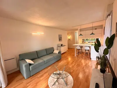 Coin salon dans l'établissement magnifique T2 vue sur parc