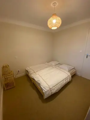 Un ou plusieurs lits dans un hébergement de l'établissement Le 102 - Cozy, quiet one-story house in Mées