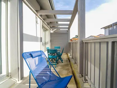 Balcon ou terrasse dans l'établissement Mimizan Plage - T2 équipé à 400m océan, parking, 4 pers. - FR-1-50-178