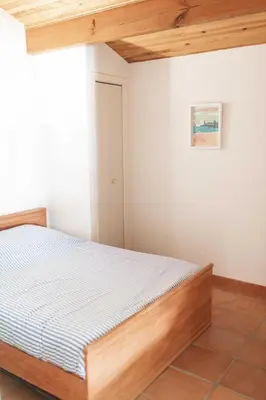 Un ou plusieurs lits dans un hébergement de l'établissement Spacieuse maison familiale entre pins et océan jusqu'à 10 personnes