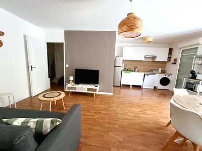 Cuisine ou kitchenette dans l'établissement Le cosy bisca-Parking-terasse-Lac-Océan