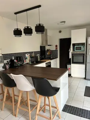 Cuisine ou kitchenette dans l'établissement Maison au calme avec jardin