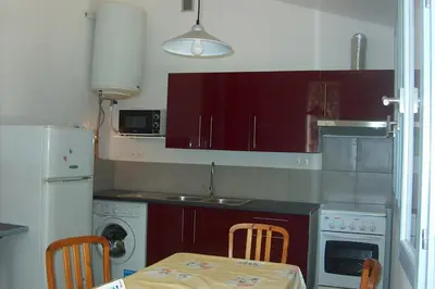 Cuisine ou kitchenette dans l'établissement Maisonnette dans parc de 4 ha