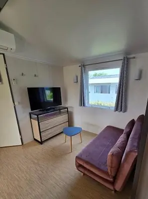 Télévision ou salle de divertissement dans l'établissement Mobile home à Mimizan