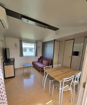 Télévision ou salle de divertissement dans l'établissement Mobile home à Mimizan