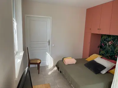 Un ou plusieurs lits dans un hébergement de l'établissement charmante maisonnette tout confort avec sauna