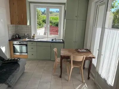 Cuisine ou kitchenette dans l'établissement charmante maisonnette tout confort avec sauna