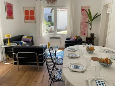 Coin salon dans l'établissement Maison entre Landes et Pays basque, Plage à 3km