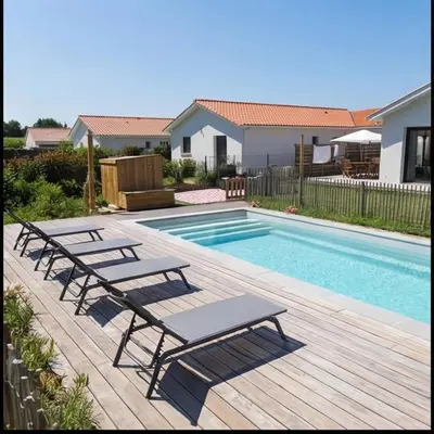 Piscine de l'établissement Maison Calme Biscarosse avec Piscine - 10 min Plage ou située à proximité