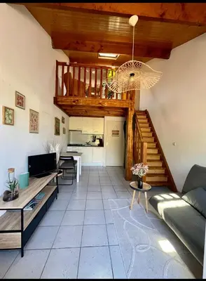 Cuisine ou kitchenette dans l'établissement Petite maison dans les Landes
