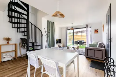 Coin salon dans l'établissement Maison vacances à Labenne