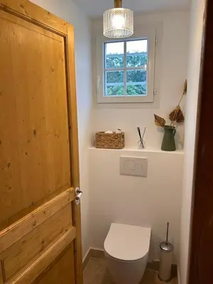 Salle de bains dans l'établissement La Landaise