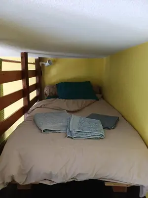 Un ou plusieurs lits dans un hébergement de l'établissement Appartement moderne à Moliets-et-Maa de 24 m²