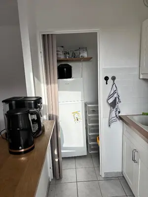 Cuisine ou kitchenette dans l'établissement Le petit nid douillet du Bassin T2