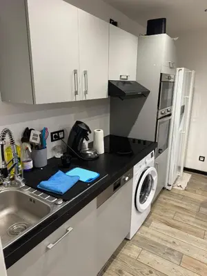 Cuisine ou kitchenette dans l'établissement DaxLodge T2 coasy