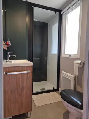 Salle de bains dans l'établissement MH365 2 chambres avec suite parentale et 2 salles de bain 40m2 dans camping 4 étoiles