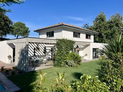 Jardin de l'établissement Villa 8 pers à Seignosse avec piscine chauffée et clim - FR-1-791-44