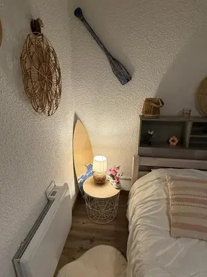 Un ou plusieurs lits dans un hébergement de l'établissement 'Chill in Biscarosse' 2 bedrooms -Parking-Beach